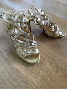 Diane Von Furstenberg Gold Strappy Heels